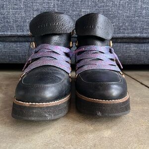 Cole Haan Platform Leather Black Boots